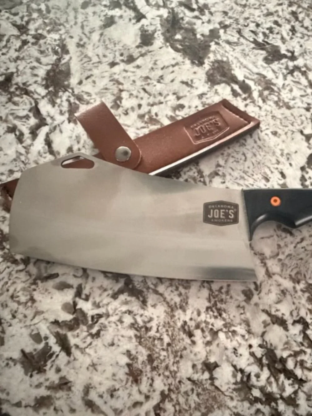 NEW Oklahoma Joe's SmokeCraft Collection Knife Cleaver Including Leather Sheath